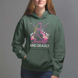 Female Veteran Hoodie Beautiful And Deadly Proud American Women Soldier TS02 Dark Forest Green Printyourwear