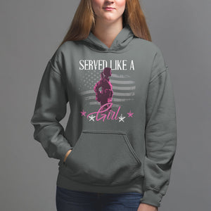 Female Veteran Hoodie Served Like A Girl American Flag US Pride TS02 Dark Heather Printyourwear