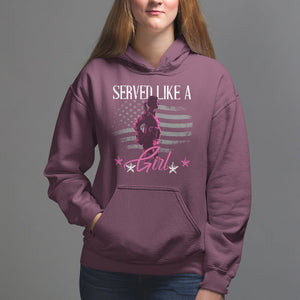 Female Veteran Hoodie Served Like A Girl American Flag US Pride TS02 Maroon Printyourwear