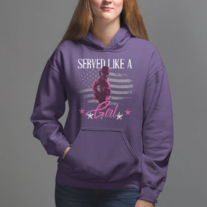 Female Veteran Hoodie Served Like A Girl American Flag US Pride TS02 Purple Printyourwear