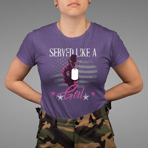 Female Veteran T Shirt Served Like A Girl American Flag US Pride TS02 Purple Printyourwear