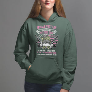 Female Veteran Hoodie With Three Sides But The Side You Never Want To See Army Messy Bun TS02 Dark Forest Green Printyourwear
