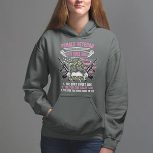 Female Veteran Hoodie With Three Sides But The Side You Never Want To See Army Messy Bun TS02 Dark Heather Printyourwear