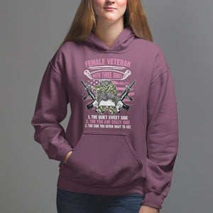 Female Veteran Hoodie With Three Sides But The Side You Never Want To See Army Messy Bun TS02 Maroon Printyourwear
