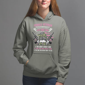Female Veteran Hoodie With Three Sides But The Side You Never Want To See Army Messy Bun TS02 Military Green Printyourwear
