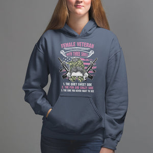 Female Veteran Hoodie With Three Sides But The Side You Never Want To See Army Messy Bun TS02 Navy Printyourwear