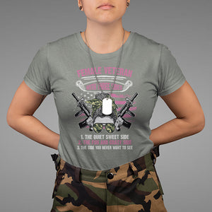 Female Veteran T Shirt With Three Sides But The Side You Never Want To See Army Messy Bun TS02 Military Green Printyourwear