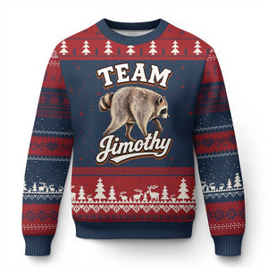 Team Jimothy Funny Viral Seattle Raccoon Legend Ugly Christmas Sweater Trash Panda Meme Vintage Sports Style Graphic TS02 Navy Red Print Your Wear