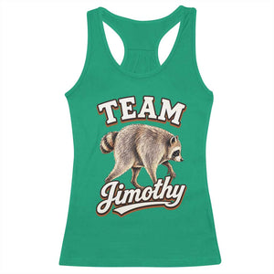 Team Jimothy Funny Viral Seattle Raccoon Legend Racerback Tank Top Trash Panda Meme Vintage Sports Style Graphic TS02 Irish Green Print Your Wear