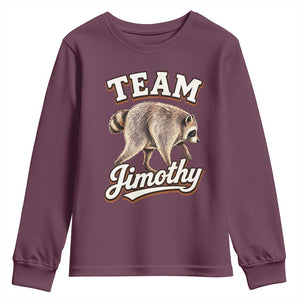 Team Jimothy Funny Viral Seattle Raccoon Legend Youth Sweatshirt Trash Panda Meme Vintage Sports Style Graphic TS02 Maroon Print Your Wear