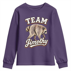 Team Jimothy Funny Viral Seattle Raccoon Legend Youth Sweatshirt Trash Panda Meme Vintage Sports Style Graphic TS02 Purple Print Your Wear