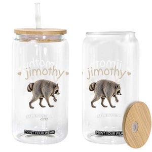 Cute Jimothy the Raccoon Heart Graphic Glass Can Viral Seattle Trash Panda Meme TS02 Print Your Wear