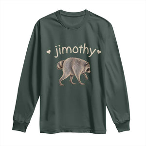 Cute Jimothy the Raccoon Heart Graphic Long Sleeve Shirt Viral Seattle Trash Panda Meme TS02 Dark Forest Green Print Your Wear