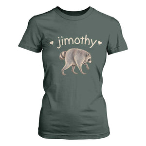 Cute Jimothy the Raccoon Heart Graphic T Shirt For Women Viral Seattle Trash Panda Meme TS02 Dark Forest Green Print Your Wear