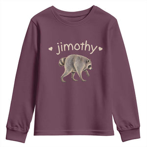 Cute Jimothy the Raccoon Heart Graphic Youth Sweatshirt Viral Seattle Trash Panda Meme TS02 Maroon Print Your Wear
