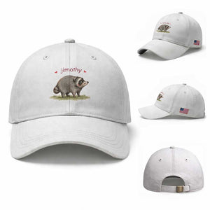 Cute Watercolor Viral Jimothy the Raccoon Baseball Cap Viral Seattle Trash Panda Meme TS02 Baseball Cap Universal Fit White Print Your Wear