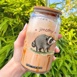 Cute Watercolor Viral Jimothy the Raccoon Glass Can Viral Seattle Trash Panda Meme TS02 White Print Your Wear