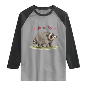 Cute Watercolor Viral Jimothy the Raccoon Raglan Shirt Viral Seattle Trash Panda Meme TS02 Sport Gray Black Print Your Wear