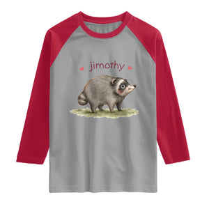 Cute Watercolor Viral Jimothy the Raccoon Raglan Shirt Viral Seattle Trash Panda Meme TS02 Sport Gray Red Print Your Wear