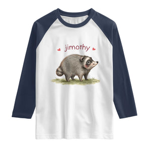 Cute Watercolor Viral Jimothy the Raccoon Raglan Shirt Viral Seattle Trash Panda Meme TS02 White Navy Print Your Wear