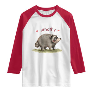 Cute Watercolor Viral Jimothy the Raccoon Raglan Shirt Viral Seattle Trash Panda Meme TS02 White Red Print Your Wear