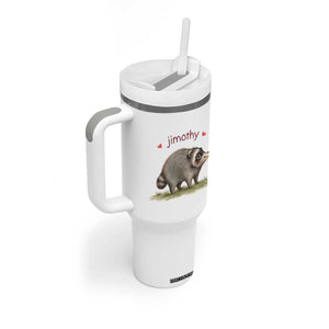 Cute Watercolor Viral Jimothy the Raccoon Tumbler With Handle Viral Seattle Trash Panda Meme TS02 Print Your Wear