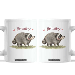 Cute Watercolor Viral Jimothy the Raccoon Coffee Mug Viral Seattle Trash Panda Meme TS02 White Print Your Wear