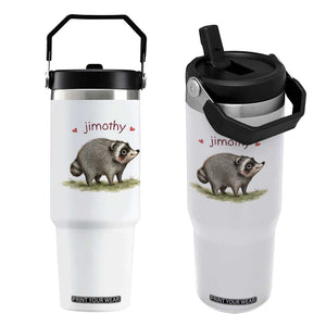 Cute Watercolor Viral Jimothy the Raccoon Flip Straw Tumbler Viral Seattle Trash Panda Meme TS02 One Size: 30 oz White Print Your Wear