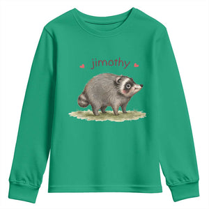 Cute Watercolor Viral Jimothy the Raccoon Youth Sweatshirt Viral Seattle Trash Panda Meme TS02 Irish Green Print Your Wear