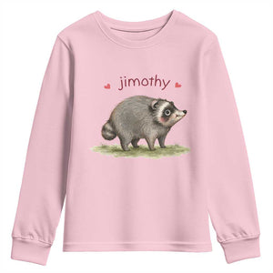 Cute Watercolor Viral Jimothy the Raccoon Youth Sweatshirt Viral Seattle Trash Panda Meme TS02 Light Pink Print Your Wear