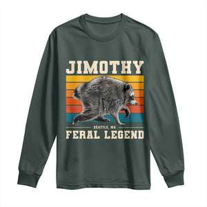 Jimothy from Seattle WA Feral Legend Raccoon Long Sleeve Shirt Viral Trash Panda Retro Sunset Strip Graphic TS02 Dark Forest Green Print Your Wear