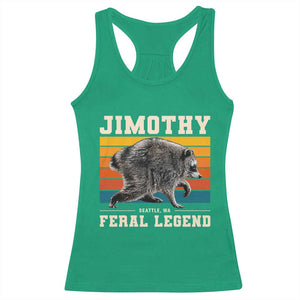 Jimothy from Seattle WA Feral Legend Raccoon Racerback Tank Top Viral Trash Panda Retro Sunset Strip Graphic