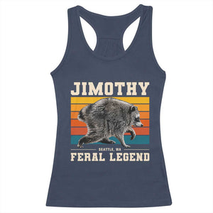 Jimothy from Seattle WA Feral Legend Raccoon Racerback Tank Top Viral Trash Panda Retro Sunset Strip Graphic
