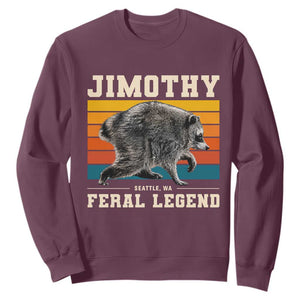 Jimothy from Seattle WA Feral Legend Raccoon Sweatshirt Viral Trash Panda Retro Sunset Strip Graphic TS02 Maroon Print Your Wear
