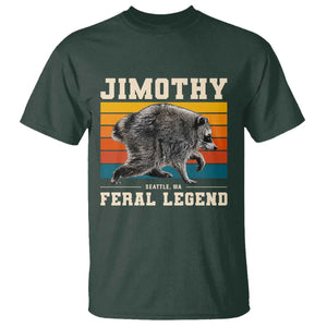 Jimothy from Seattle WA Feral Legend Raccoon T Shirt Viral Trash Panda Retro Sunset Strip Graphic TS02 Dark Forest Green Print Your Wear