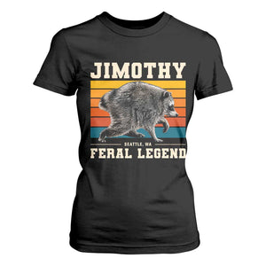 Jimothy from Seattle WA Feral Legend Raccoon T Shirt For Women Viral Trash Panda Retro Sunset Strip Graphic TS02 Black Print Your Wear