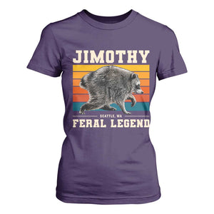 Jimothy from Seattle WA Feral Legend Raccoon T Shirt For Women Viral Trash Panda Retro Sunset Strip Graphic TS02 Purple Print Your Wear