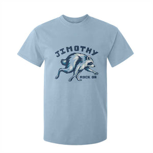 Rock On Jimothy the Raccoon Blue Graphic T Shirt For Kid Vintage Viral Seattle Trash Panda TS02 Light Blue Print Your Wear