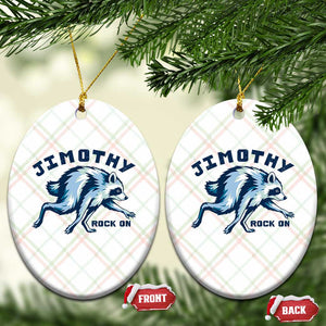 Rock On Jimothy the Raccoon Blue Graphic Ceramic Ornament Vintage Viral Seattle Trash Panda