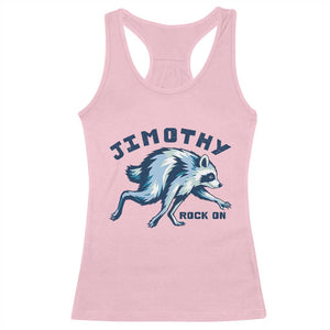 Rock On Jimothy the Raccoon Blue Graphic Racerback Tank Top Vintage Viral Seattle Trash Panda TS02 Light Pink Print Your Wear