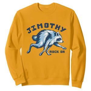 Rock On Jimothy the Raccoon Blue Graphic Sweatshirt Vintage Viral Seattle Trash Panda TS02 Gold Print Your Wear