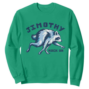 Rock On Jimothy the Raccoon Blue Graphic Sweatshirt Vintage Viral Seattle Trash Panda TS02 Irish Green Print Your Wear