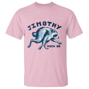 Rock On Jimothy the Raccoon Blue Graphic T Shirt Vintage Viral Seattle Trash Panda TS02 Light Pink Print Your Wear