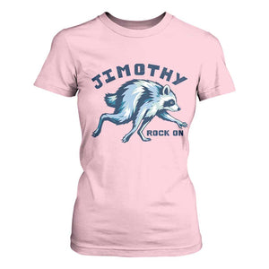 Rock On Jimothy the Raccoon Blue Graphic T Shirt For Women Vintage Viral Seattle Trash Panda TS02 Light Pink Print Your Wear