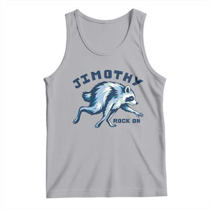 Rock On Jimothy the Raccoon Blue Graphic Tank Top Vintage Viral Seattle Trash Panda