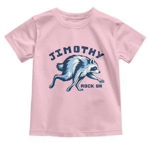 Rock On Jimothy the Raccoon Blue Graphic Toddler T Shirt Vintage Viral Seattle Trash Panda TS02 Light Pink Print Your Wear