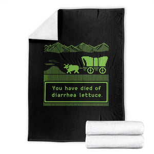 Retro 8-Bit Pixel 80s Game Over Parody Graphic Throw Blanket You Have Died Of Diarrhea Lettuce