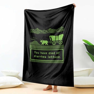 Retro 8-Bit Pixel 80s Game Over Parody Graphic Throw Blanket You Have Died Of Diarrhea Lettuce