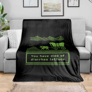 Retro 8-Bit Pixel 80s Game Over Parody Graphic Throw Blanket You Have Died Of Diarrhea Lettuce