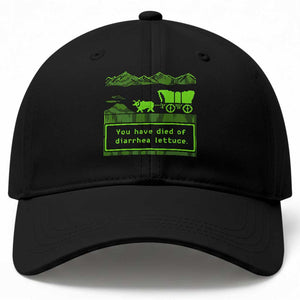Retro 8-Bit Pixel 80s Game Over Parody Graphic Baseball Cap You Have Died Of Diarrhea Lettuce